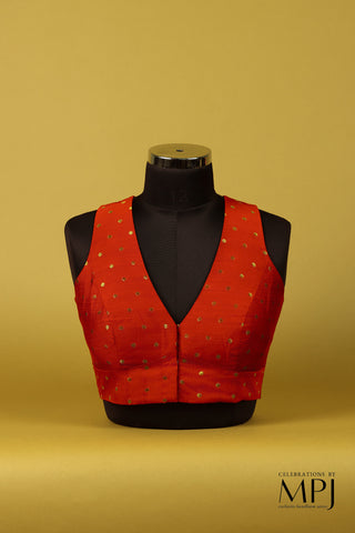 Rust V-Neck Incut Blouse