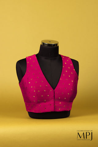 Magenta Pink V-Neck Incut Blouse