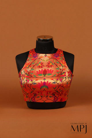 Paithani Brocade Silk Incut Blouse with Zip
