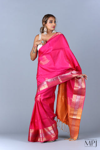 Fuchsia Pink Handloom Soft Silk Kanjivaram