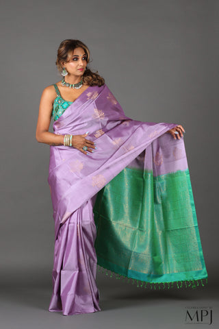 Lavender Mint Green Soft Silk Kanjivaram