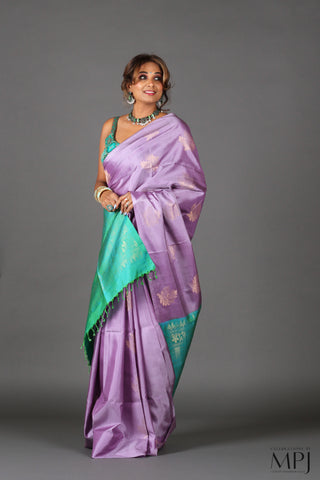 Lavender Mint Green Soft Silk Kanjivaram