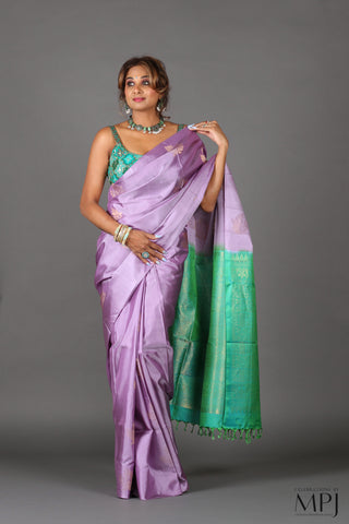 Lavender Mint Green Soft Silk Kanjivaram