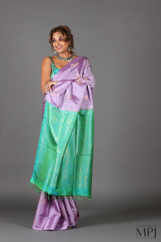 Lavender Mint Green Soft Silk Kanjivaram