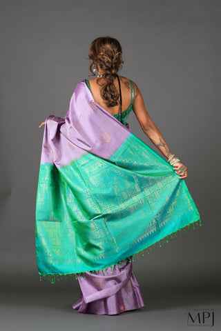 Lavender Mint Green Soft Silk Kanjivaram