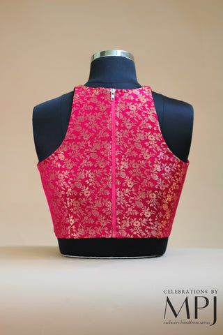 Barbie Pink Brocade Satin Silk Incut Blouse