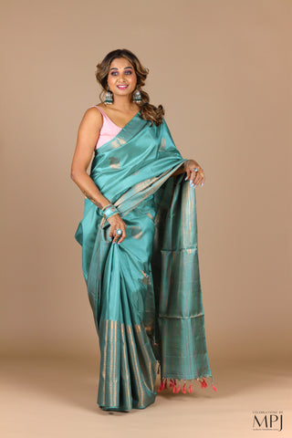 Pastel Teal with Antique Jari Traditional Kanjivaram