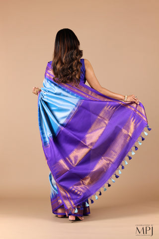 Blue-Purple Pure Silk Handloom Traditional Ilkal