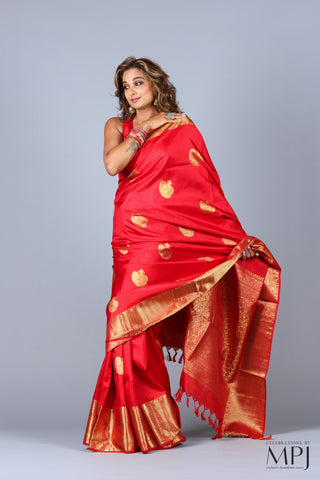 Vermillion Red Traditional Kanjivaram Silk