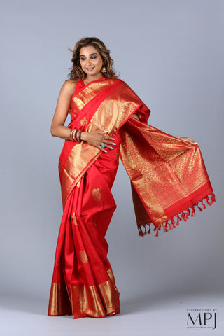 Vermillion Red Traditional Kanjivaram Silk