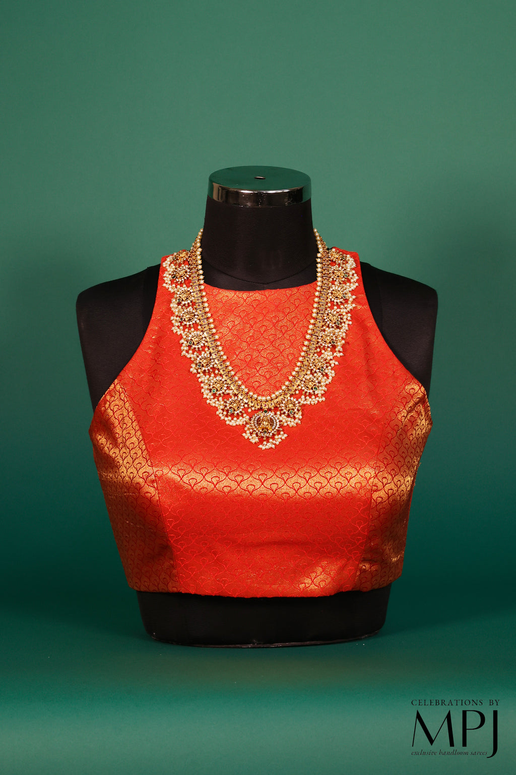 Golden Orange Brocade Satin Silk Incut Blouse – Celebrations by MPJ