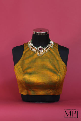 Mustard Yellow-Green Khun Incut Blouse