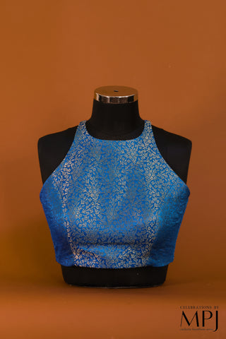 Blue Brocade Silk Incut Blouse