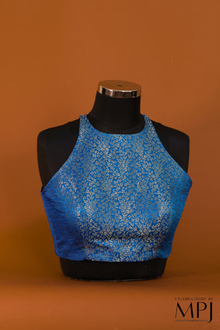 Blue Brocade Silk Incut Blouse