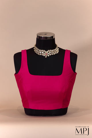 Barbie Pink-Orange Sleeveless Raw-silk  Blouse