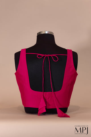 Barbie Pink-Orange Sleeveless Raw-silk  Blouse