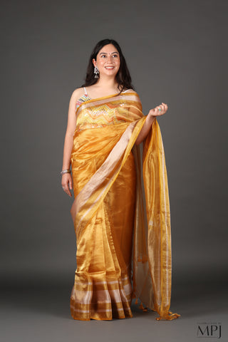 Golden Yellow Tissue Pure Silk Banarasi