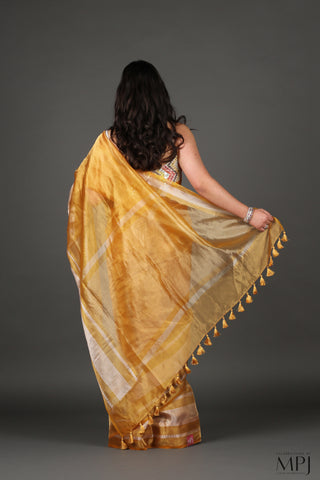 Golden Yellow Tissue Pure Silk Banarasi