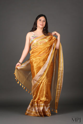 Golden Yellow Tissue Pure Silk Banarasi