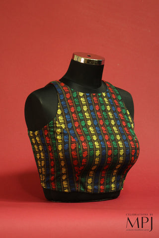 Black Multi-Colored Khun Incut Blouse