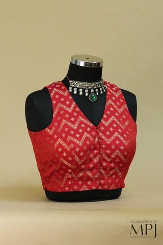 Rose Pink Incut V-neck Silk Blouse