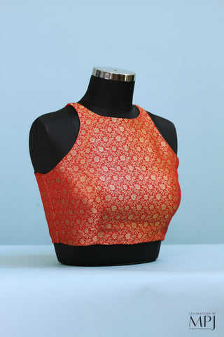 Blood Orange Brocade Incut Blouse