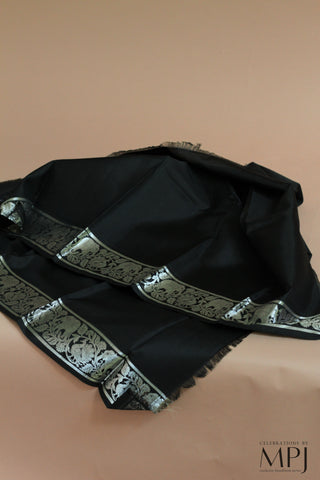 Black Silver Handloom Pure Silk Traditional Kanjivaram