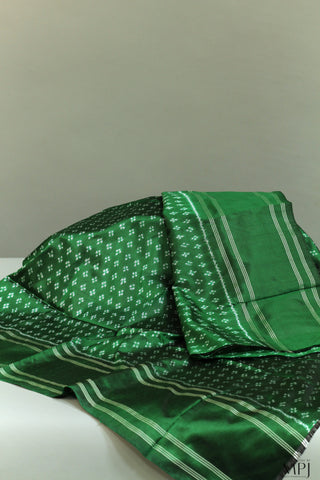 Forest Green Handloom Silk Single Ikkat Pochampally Saree