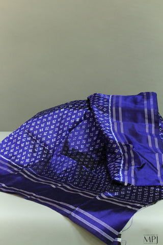 Indigo Blue Handloom Silk Single Ikkat Pochampally Saree