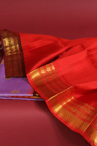 Lavender Ganga-Jamuna Handloom Silk Gadwal Saree