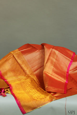 Rose Pink Brocade Handloom Silk Gadwal Saree