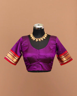 Dark-Deep Magenta Handloom Pure Silk - Maharani Yeola Paithani Saree with Stitched Blouse